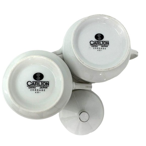 Carlion Fine China Creamer And Sugar Bowl with Lid Set Corsage #481 Japan Floral - Picture 8 of 14